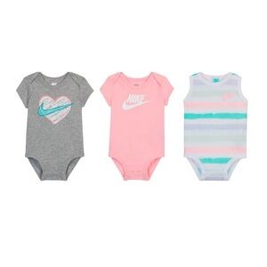 Nike Baby Girls 3-Piece Bodysuits, Pink/Gray Size 6 Months NWT